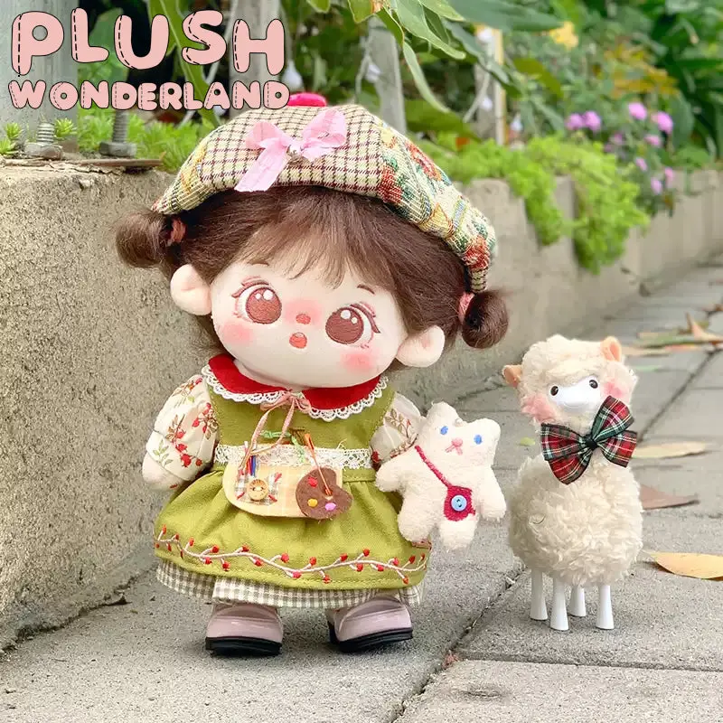 【IN STOCK】PLUSH WONDERLAND Forest Green Brown Girl 20CM Doll Clothes Skirt - Image 4