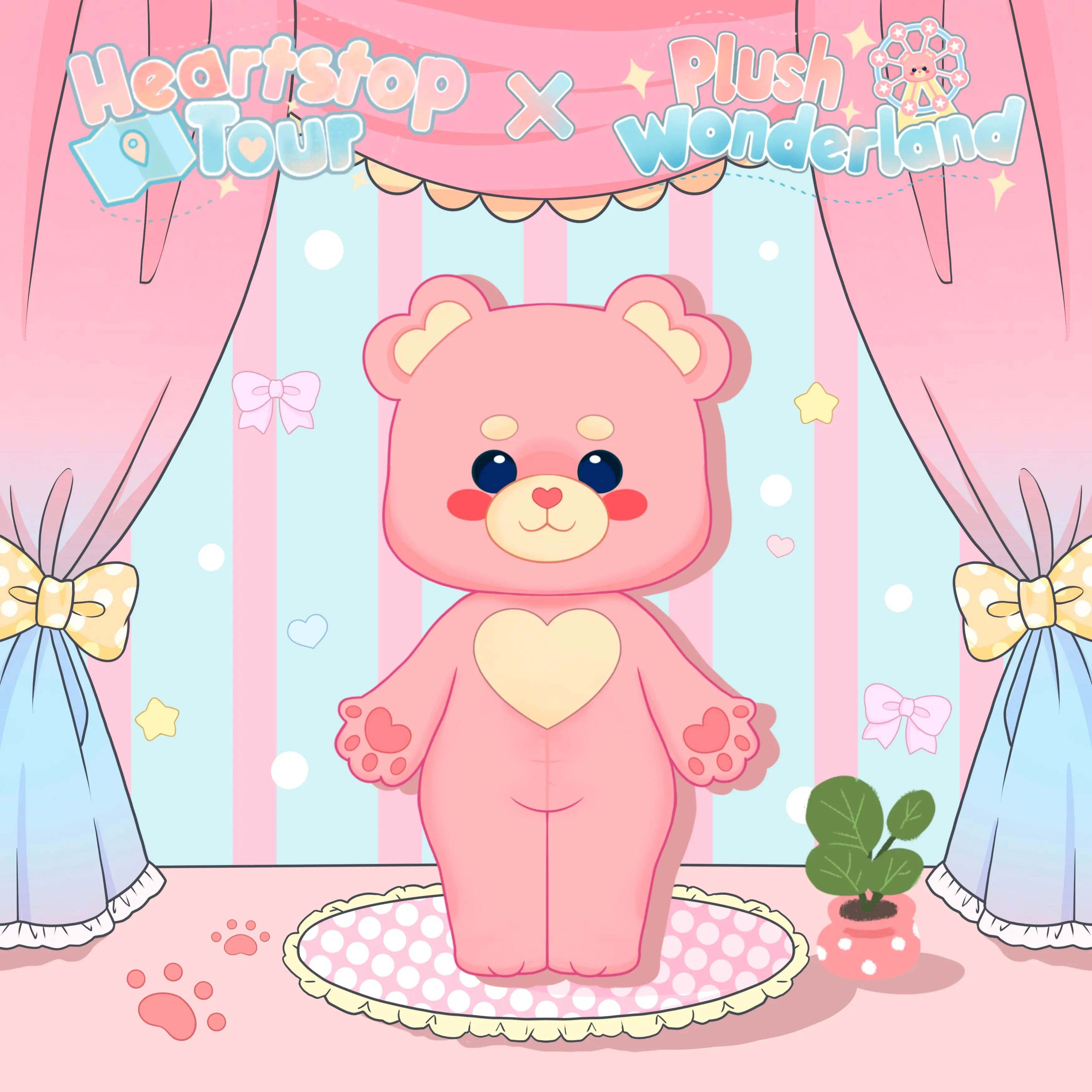 【Poll-Failed】【Authorized】PLUSH WONDERLAND Heartstop Tour Pink Bear Plushie Cotton Doll FANMADE - Image 2