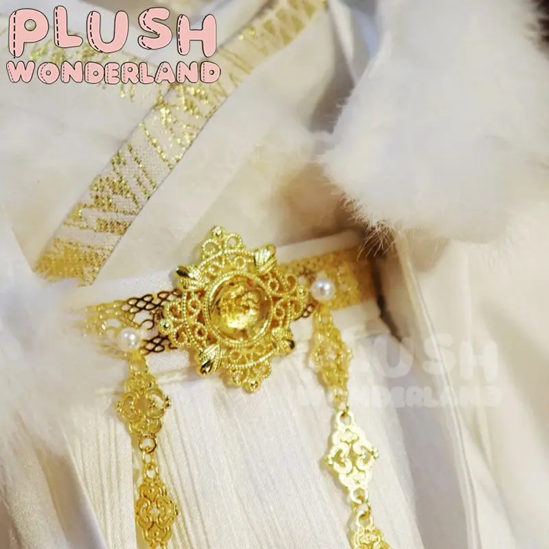 【PRESALE】PLUSH WONDERLAND Traditional style white and gold Fur Collar Suit Set 20CM Doll Clothes - Image 2